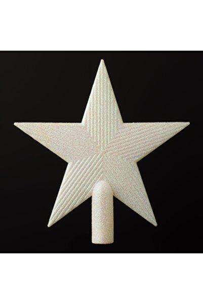 SHOPIENS Christmas Tree Topper - White Iridescent Glitter Star, 22 cm, Plastic