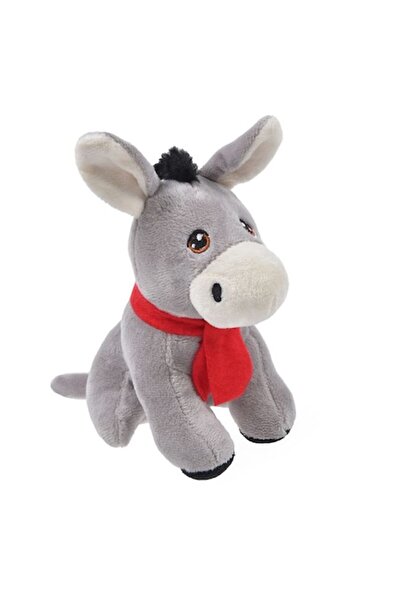OEM Plush donkey with scarf, gray and red, 16 cm, polyester