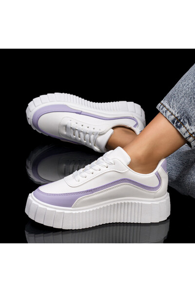 BMoD Women's white and purple sneakers with laces MOD06311