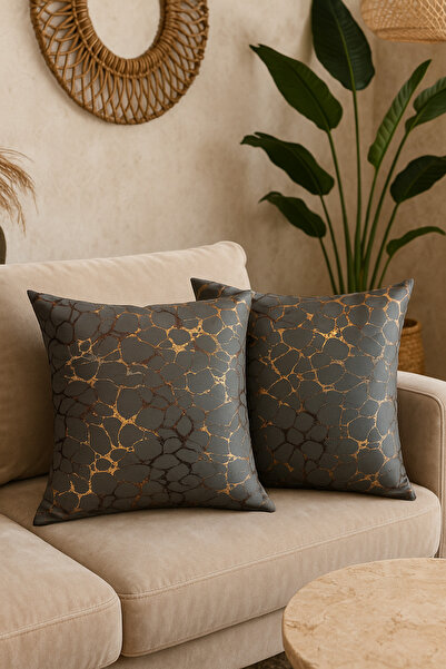 GOCCIA HOME Varaklı Antrasit Kırlent Kılıfı Dekoratif Bohem Soft Koltuk Sırt ...