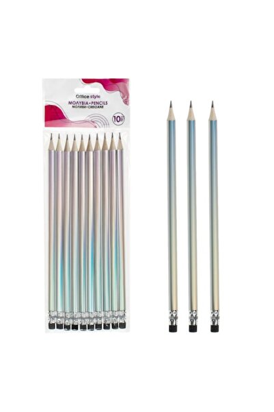 SHOPIENS Set of Pencils, Moayria Pencils, HB, with Eraser, Multicolor, 10 Pieces, MYONNA IT & E-COMMERCE