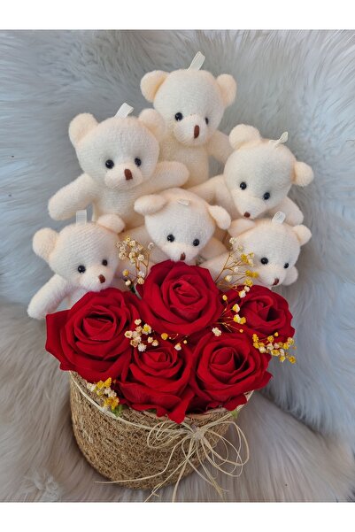 Güler Hediyelik 14 şubat sevgililer günü hediyesi Sepette solmayan gül ayıcık...