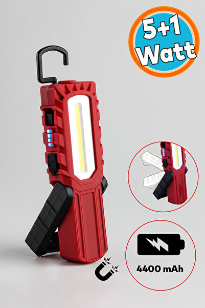 NZB Mıknatıslı İş Lambası Led El Feneri Askılı Işıldak Kamp Lambası 5+1 W Şar...