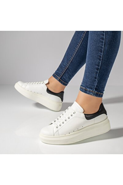 BMoD Women's white leather sneakers with laces MOD03628