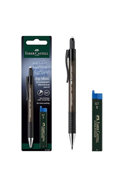 SHOPIENS Faber-Castell Mechanical Pencil, Grip Matic, 0.7 mm Lead, Black Body, Built-in Eraser