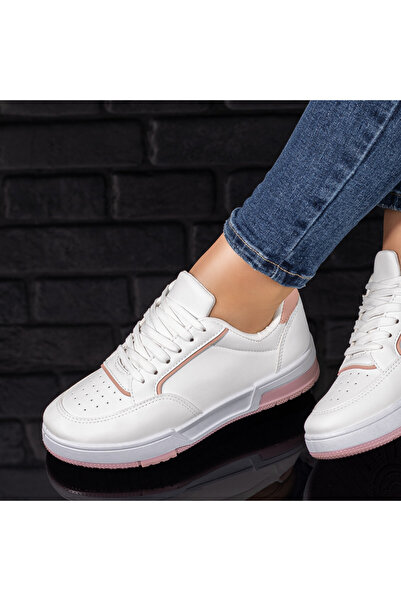 BMoD Women's white and pink sneakers with laces MOD09716