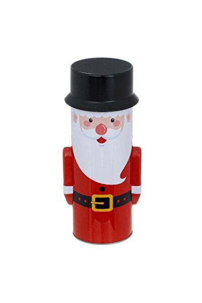 SHOPIENS Christmas Metal Tin 3D Santa Claus White/Red, Diameter 8.5 cm, Height 24.5 cm