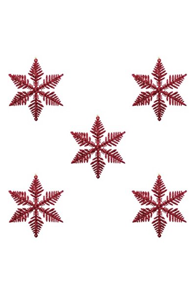 OEM Set ornamente pentru brad de Crăciun - fulgi de zăpadă roșii cu sclipici ...