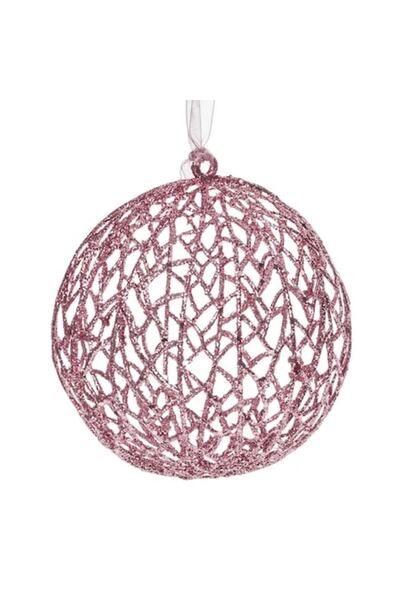 ANTBRO Glob decorativ perforat de Crăciun, sclipici roz, 15 cm
