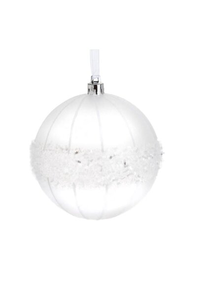 OEM Christmas tree ornament transparent frosty & tinsel globe ø8cm