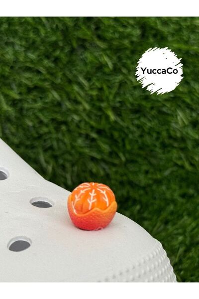 Crocs Mandalina Üç Boyutlu Terlik Süsü/Mandalin Kabuklu 3D Jibbtiz/Meyve Figür Terlik Charm
