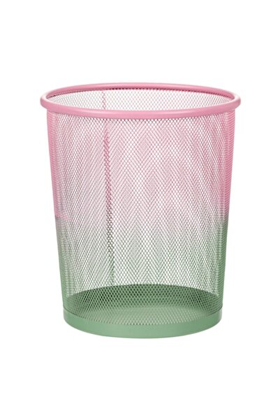 SHOPIENS Metal Waste Bin 8.5 L, Pink-Green Ombre, Ø23 x H27 cm