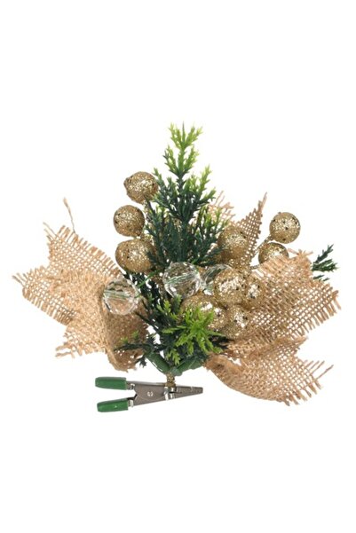 SHOPIENS Χρυσό διακοσμητικό χριστουγεννιάτικο κλαδί, 12 εκ.