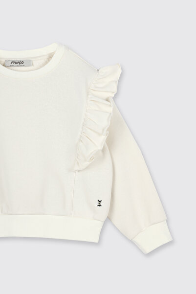 Panço Baby Girl Ecru Sweatshirt