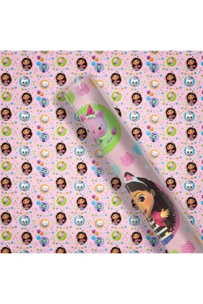 SHOPIENS Rolă de hârtie de împachetat Gabby's Doll House roz 150x70 cm