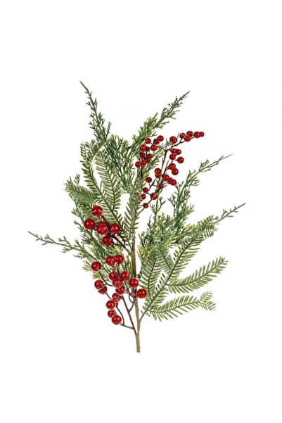 SHOPIENS Creangă de brad decorativă pentru Crăciun cu fructe de pădure roșii ...