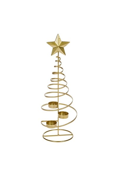 AB HOMES Decorative gold metal spiral candle holder for pill candles, 3 compartments