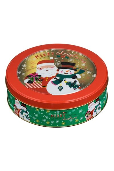 OEM Cutie rotundă metalică verde pentru alimente cu model de Crăciun, 17x5cm