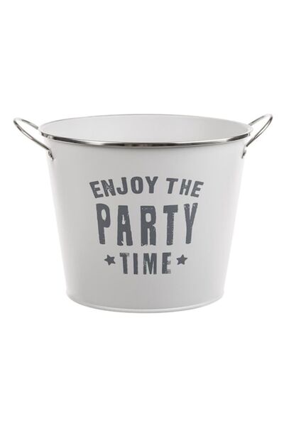 OEM Printed ice bucket, metal, 23x18cm, white/grey