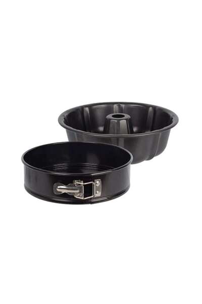 MasterPro set de 2 tăvi de copt: tavă detașabilă de 24 cm și tavă Charlotte de 25,5 cm, antiaderentă, neagră
