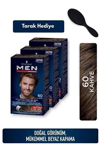 Schwarzkopf Men Perfect 60 Kahve Erkek Saç Boyası 3’lü Set + Tarak Hediyeli