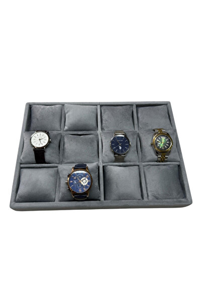 Moda fiesta 12 Compartment Wooden Watch Box Baby Face Fabric Watch Organizer