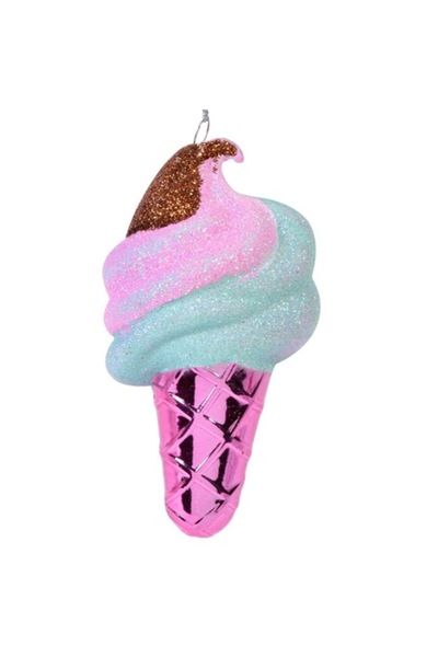 OEM Set de 2 globuri decorative de Crăciun în formă de înghețată, 11 cm