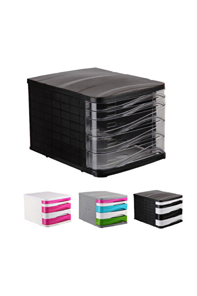 Ark رفوف ملفات بأدراج، أسود، 5 قطع