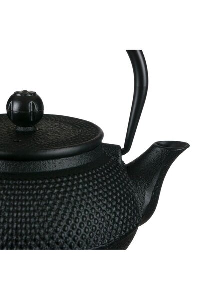 OEM Black cast iron teapot with embossed dots pattern 600 ml