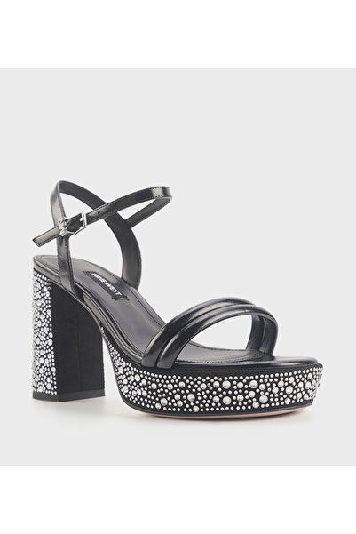 Nine West NW - صندل نسائي فلو أسود مقاس 37