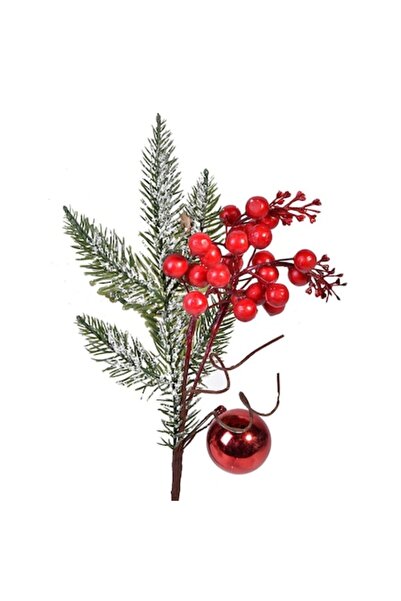 SHOPIENS Creangă decorativă de brad cu fructe de pădure și globuri 33 cm