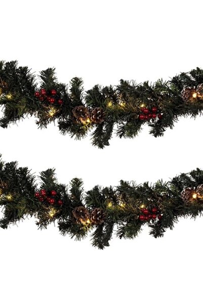 SHOPIENS Ghirlandă decorativă de Crăciun cu LED-uri, fructe de pădure și conu...