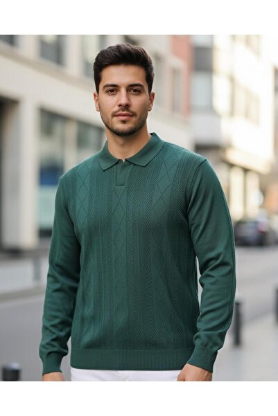 Miron Pulover tricotat cu guler polo Nefti pentru bărbați - 2538