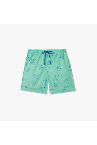 Lacoste Erkek Regular Fit Desenli Yeşil Mayo