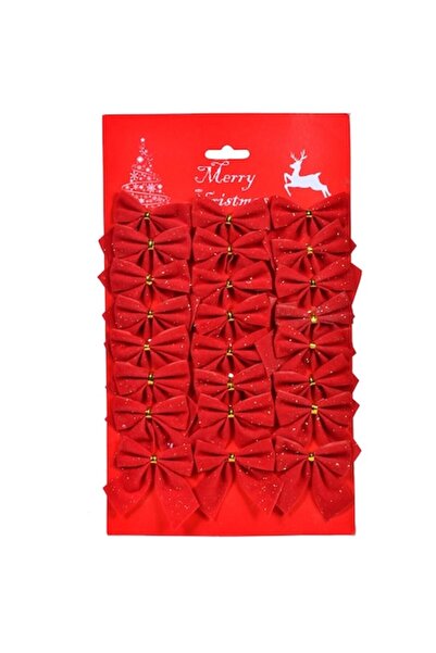 OEM Funde decorative de Crăciun din catifea roșie 4,5x5,5 cm - 24 buc