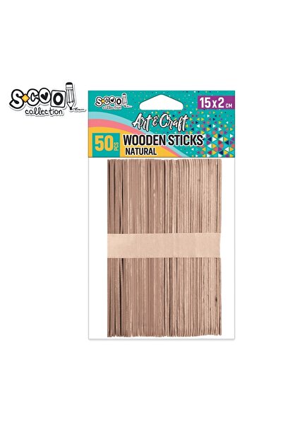 S COOL Accesorii pentru meșteșuguri - bețe de lemn 15 x 1,8 cm, set 50 buc. - S-COOL