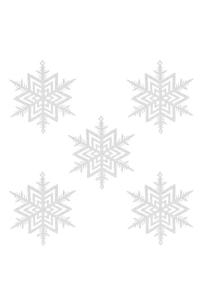 SHOPIENS Ornament de Crăciun cu fulgi de nea și sclipici alb 10 cm - 5 buc