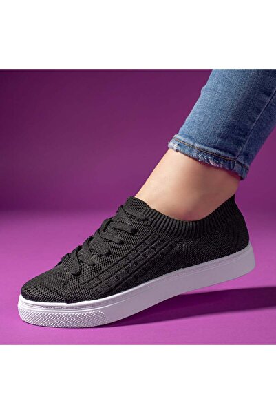 BMoD Teniși negri din material textil pentru femei MOD11098