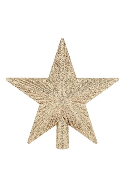 SHOPIENS Decoratiune decorativă pentru brad de Crăciun, stea 3D, bej, șampanie, cu sclipici, 15 cm