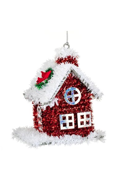 OEM 3D Hanging Christmas House Decoration with Tinsel 10x11x13cm