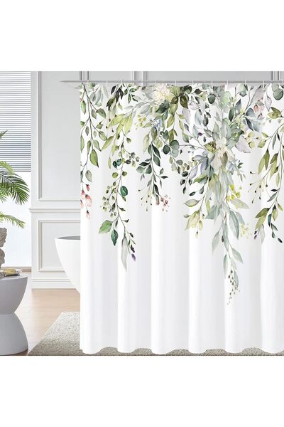 Jiffy Green Eucalyptus Shower Curtain, Bathroom Curtain Waterproof Anti-Mold Fashion Curtain Leave