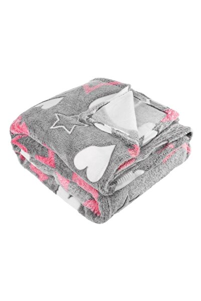 OEM Soft grey blanket with pink and white patterns 200x150 cm