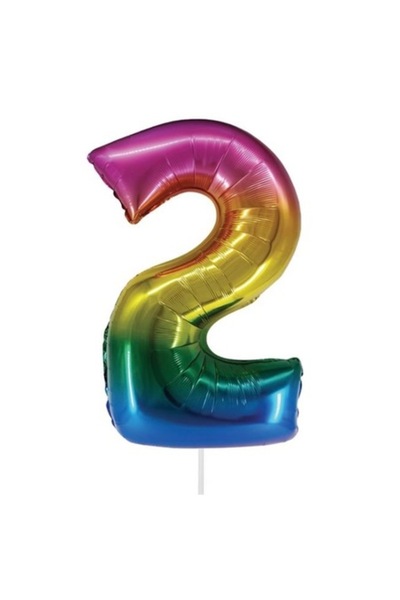 OEM Μπαλόνι γενεθλίων, Αριθμός 2, Πολύχρωμο, 82 εκ.