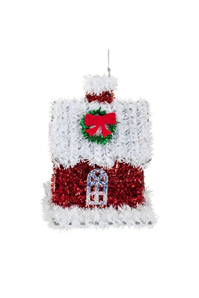 OEM 3D Hanging Christmas House Decoration with Tinsel 10x11x13cm