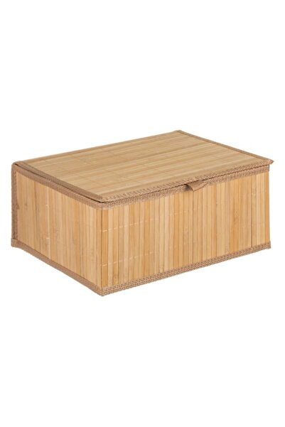 OEM Foldable bamboo storage box with lid 32x25x15cm