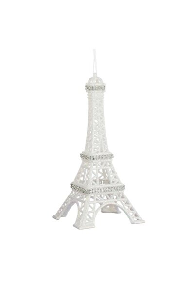 OEM Eiffel Tower Christmas Decoration with Iridescent Glitter and Silver Rhinestones 12.5x12.5x27cm