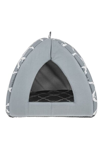 OEM Nest bed for dogs and cats with gray cushion, non-slip, geometric pattern, 38x38x38 cm