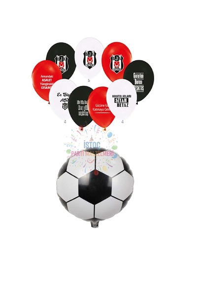 İSTOÇ PARTİ Black and White Fan Printed Balloons and Foil Balloon