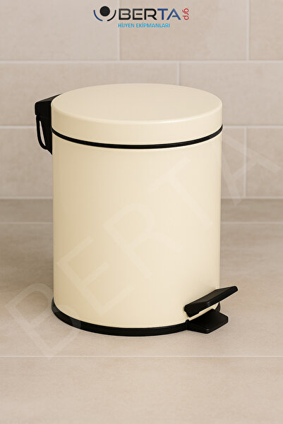 Berta Hijyen Krem Pedallı Metal Çöp Kovası 3lt Paslanmaz Çelik Iç Kovalı Bany...