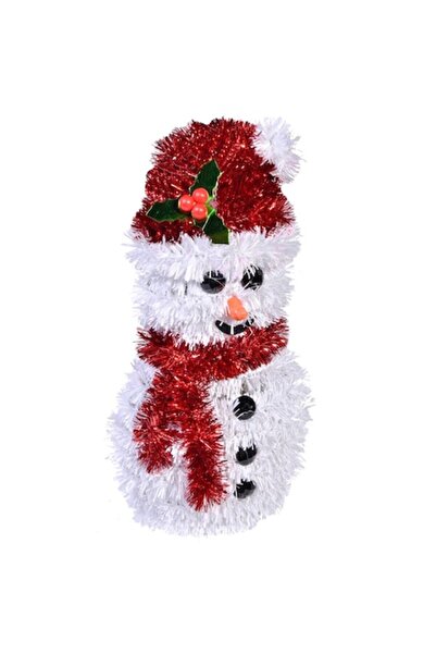OEM Ornament de Crăciun cu beteală 3D, om de zăpadă, 17 cm